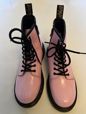 Girls Doc Dr Martens High Top Delaney Pink Patent Leather Sz 3 1460 Boots EUC