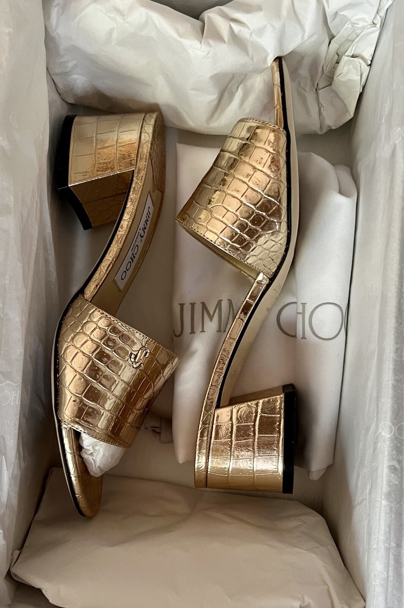 気品【Jimmy Choo】 ジョア 45 キャンバスミュール ケアリー ミュール 70 |パール付き アイボリー サテン ミュール