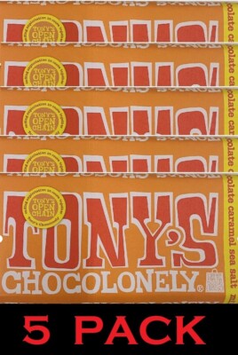 5x Tony's Chocolonely Milk Chocolate Bar with Caramel and Sea Salt 6.35oz 5 PACK
