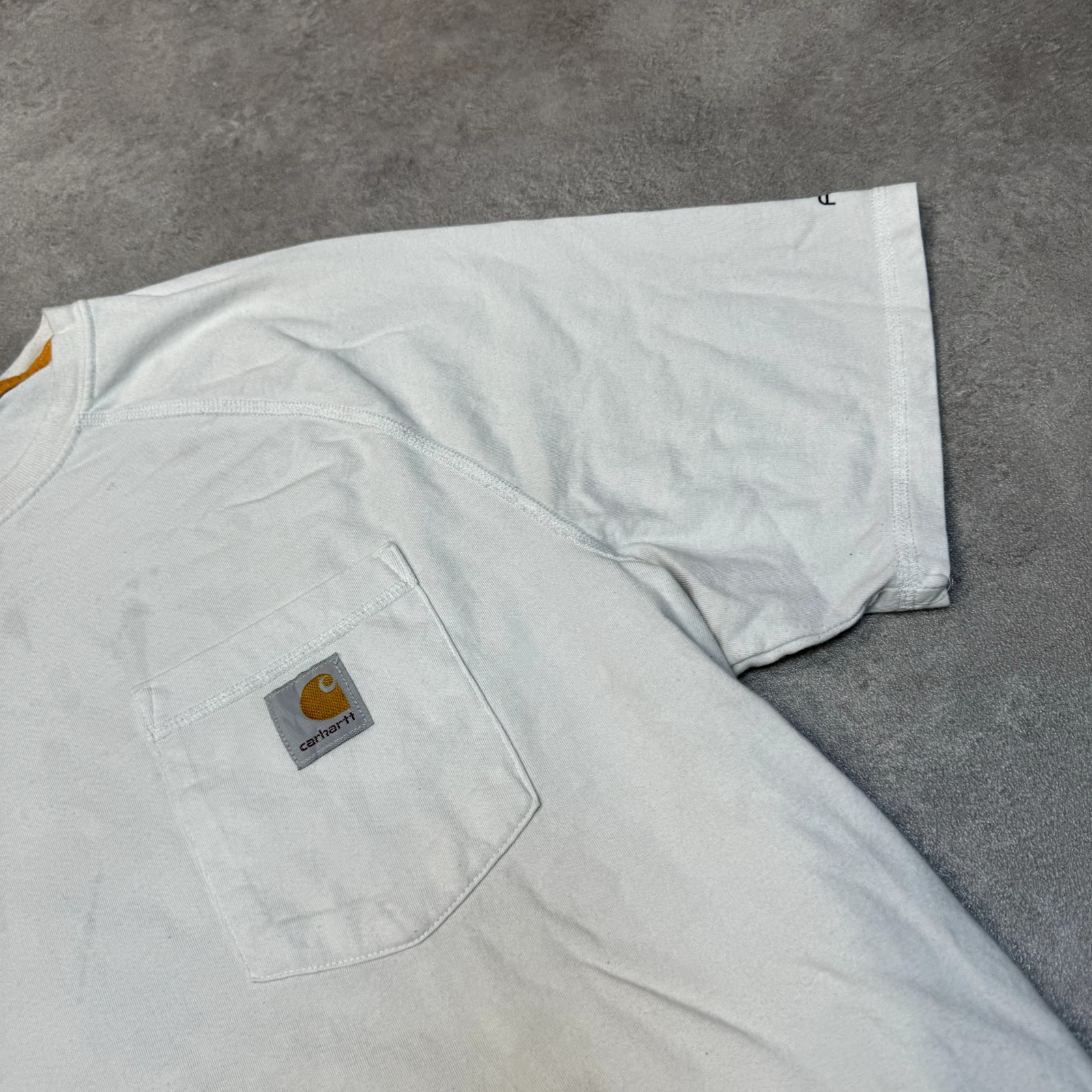 Carhartt T-Shirt Mens Y2K Short Sleeve Pocket Workwear Tee, White, Large image 3