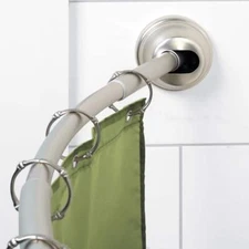 Shower Bathroom Curtain Rod Curved Tension Adjustable Satin Nickel Rustproof