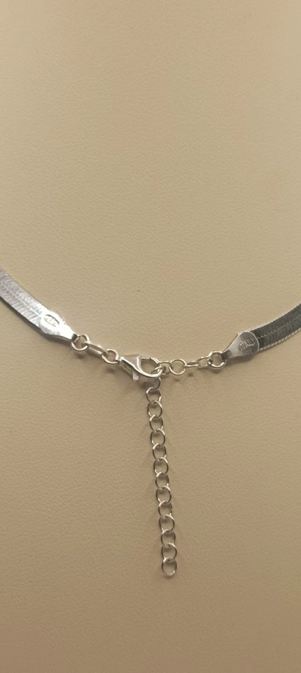 COLLANA PIATTINA SCHIACCIATA ARGENTO RODIATO CM 36-41 MM 4 GR. 8,5 VINTAGE EXPLO - Immagine 4 di 4