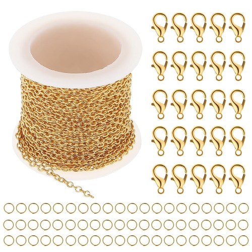 VILLCASE 16.4 Feet Gold Chains for Jewelry Making, Zinc Alloy Twisted Link Ch...