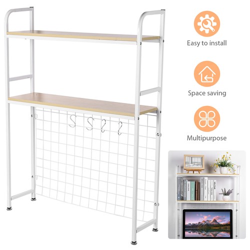 2 Tier Countertop Storage Rack Wooden Desktop Decorative Rack for ...
