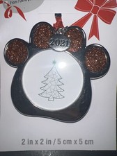 Picture Frame Christmas Ornament Removable Date Paw Print Dog Cat Pet Photo Gift
