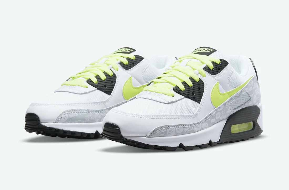 Nike Air Max 90 Mosaic Logos Reflective Neon Volt White DB0625-100 sz 7  Men's | eBay
