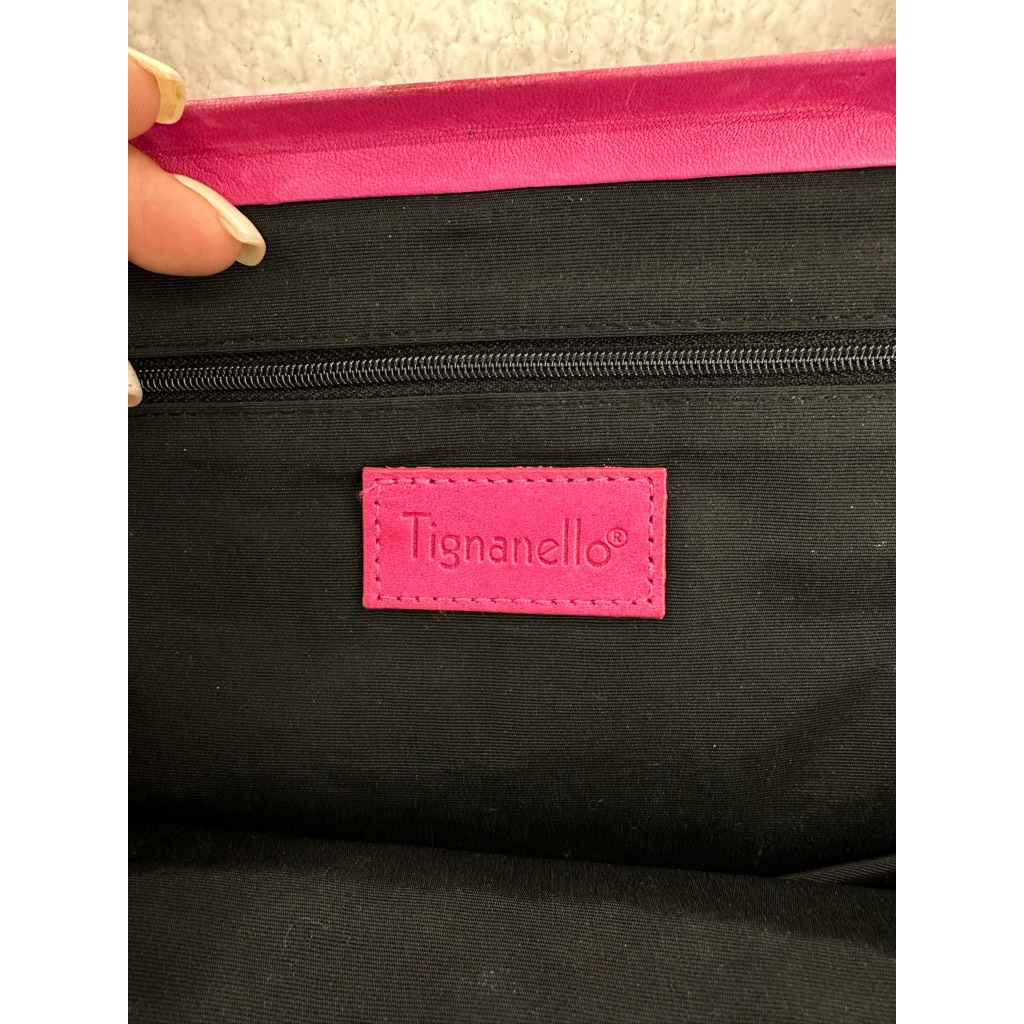Tignanello Womens Shoulder Bag Pink Lined Dual Handle Purse Charm