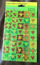 AMERICAN GREETINGS STICKETY DOO DA COOL PAPER GLITTERY HEARTS 2 STICKER SHEETS *