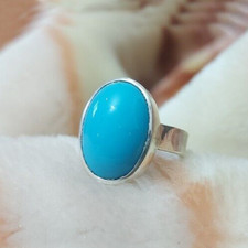 Original Hussaini Turquoise Ring Real Feroza Stone Unisex Ring Silver 925 Ring