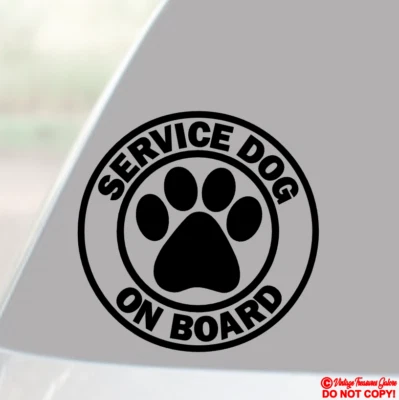 SERVICE DOG ON BOARD Vinyl Decal Sticker Car Rear Window Bumper ANIMAL K-9 ESA - Image 1 of 4
