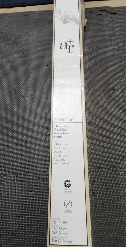 Allen + Roth 72-in To 144-in Matte Black Steel Single Curtain Rod (Read) - Image 2 of 3