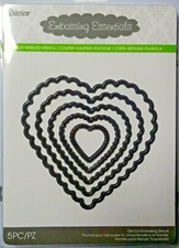 Scallop Hearts 5 Pcs Darice Embossing Essentials Cut, Emboss, Stencil NIP