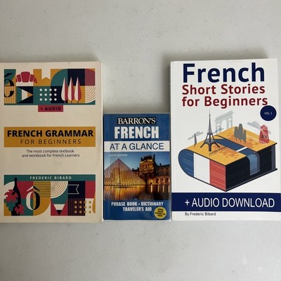 French Beginner Books Lot Grammar Short Stories Barron s Phrasebook Audio Sixth