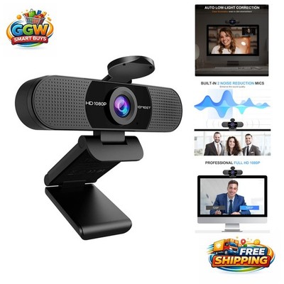 Compact 1080P Streaming Webcam for Zoom, Teams & YouTube - Built-in Microphone