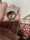 Silver Tone Rhinestone Buckle Statement Ring Chunky Cocktail Flexible Stretch — photo 7