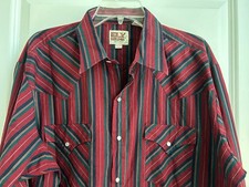 Vtg 80s 90s Ely Cattleman Pearl Snap Shirt XL Western Made In USA Rodeo Red