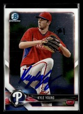 Kyle Young signed auto 2018 Bowman #BCP129 card Philadelphia Phillies
