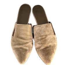 JENNI KAYNE Suede Mules Italian 38 US 7.5-8 Taupe/Beige GUC Quiet Luxury Shoes