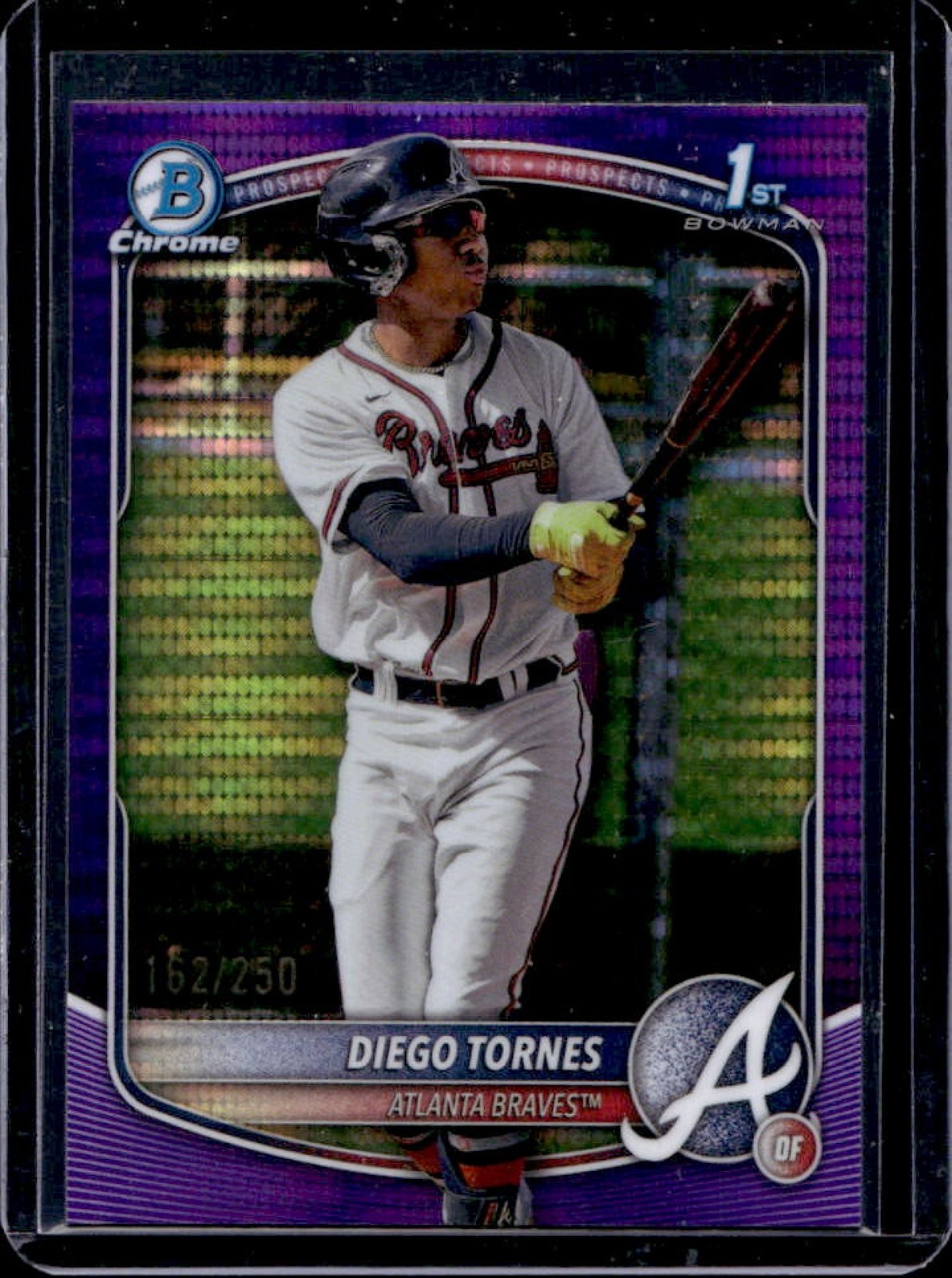2025 Bowman Chrome Diego Tornes Purple Pulsar Refractor 1st #/250 Braves