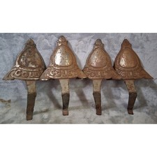 Set of 4 Antique Coles Cast Iron Stove Legs Feet Vintage Industrial Salvage