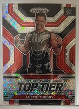 2023 Panini Prizm WWE #4 Austin Theory Top Tier Disco Prizm Parallel