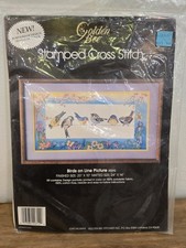 Golden Bee Stamped Cross Stitch Birds on Line Picture 20312 1984 - NEW