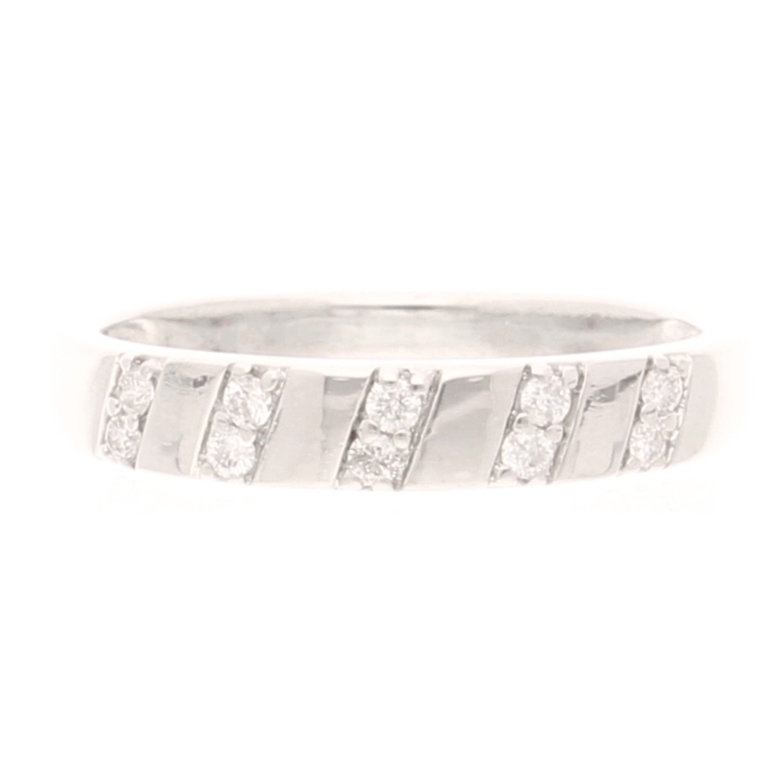 9Carat White Gold 0.12ct Diamond Fancy Band (Size M) 3.5mm Widest
