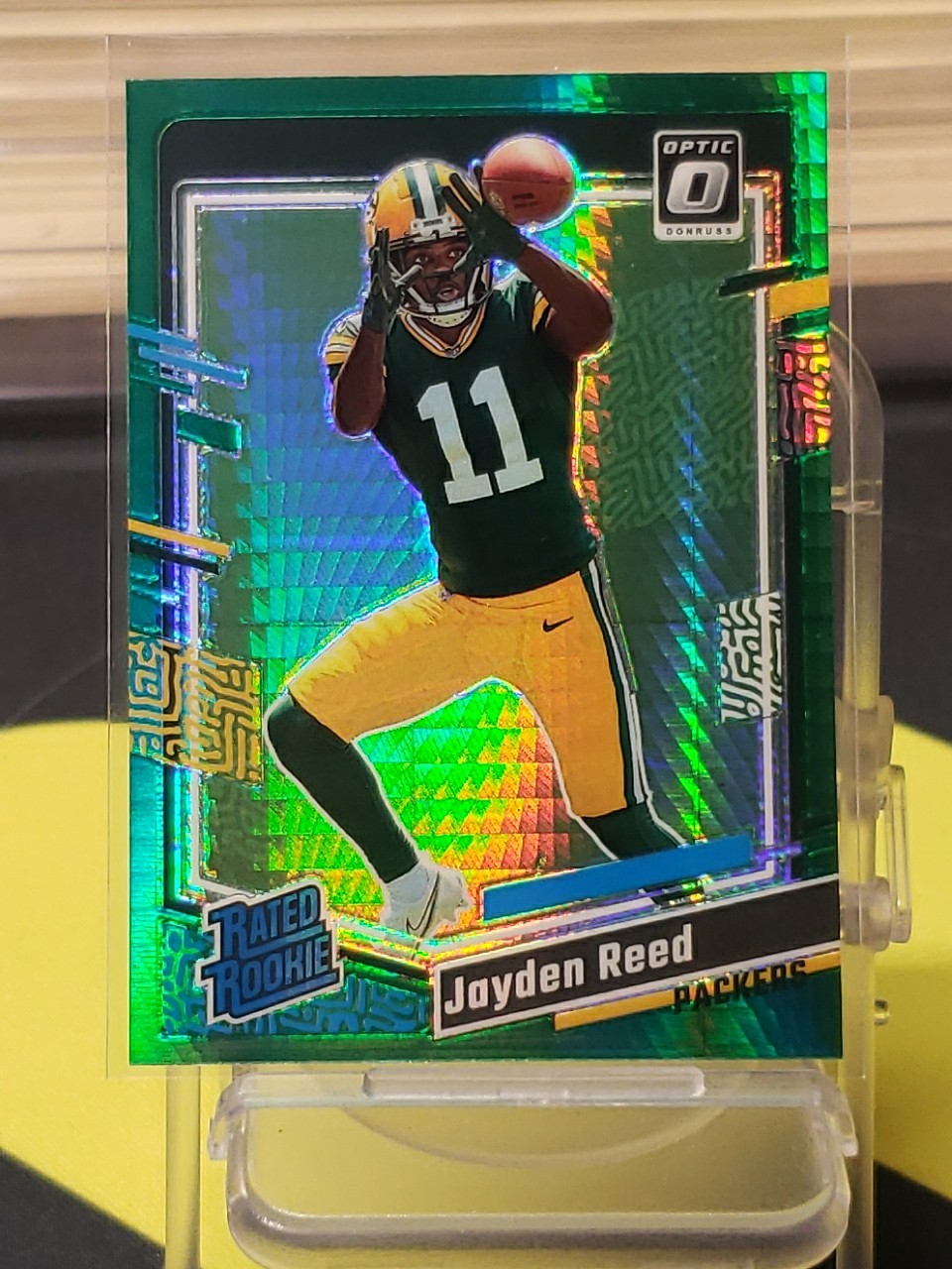 2023 Donruss Optic #239 Jayden Reed Green Hyper Rated Rookie RC