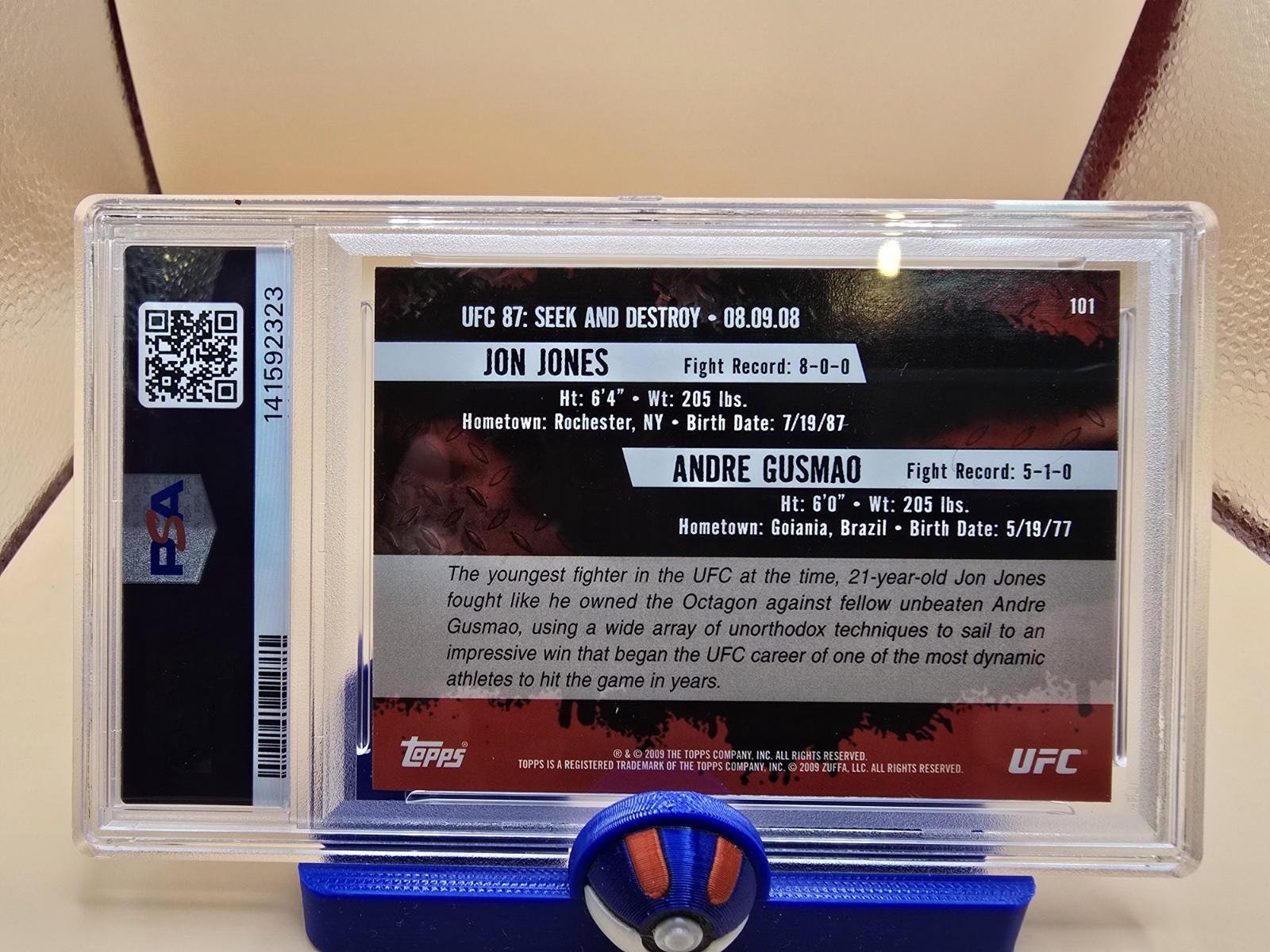 2009 Topps UFC Round 2 UFC Debut Jon Jones, Andre Gusmao #101 (RC) PSA 9 view 2