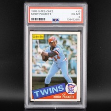1985 O-Pee-Chee Kirby Puckett RC #10 PSA 6 EX-MT Twins HOF Rookie Card ??. rookie card picture