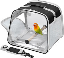 Small Bird Carrier, Large Window Travel Cage with Stand and Easy Clean Tray for