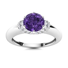 Six Prong Solitaire 6MM Round Amethyst 925 Sterling Silver Wedding Special Ring