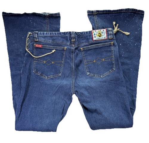 Vintage Mudd Side Tie Flare Low Rise Jeans Size 11 Denim Y2K Couture Deadstock