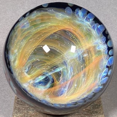 Vortex Marble Handmade by Bill Grout 2.17'' Sideways Traveller 062826 Boro Glass
