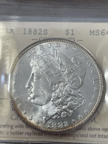 1882 S US Morgan Silver Dollar $1 ICCS MS64