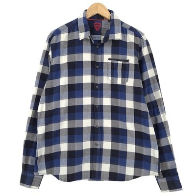 Strellson Mens Shirt Plaid Cotton Button Up Casual Everyday Classic Co3 Size L