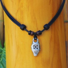 Collana IN Pelle Uomo Donna da Surfista Gioiello Vichingo Runa Dagaz