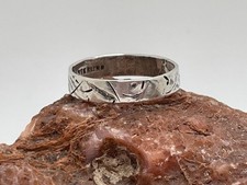 Vintage Signed Sterling Silver Stamped Band RING Size 6.25