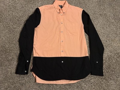 McQ Alexander McQueen Color Block Button Shirt Geometrical Black Salmon IT48 Med