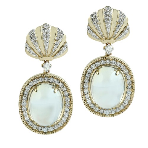 Orecchini Pendenti Fiore In Argento 925 Con Pietra Di Luna | Iridescenti E Naturali | Gioiello Anallergico - 2