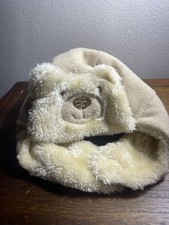 Embroidered Infant Plush Bear Hat With Adhesive Closure Under Chin