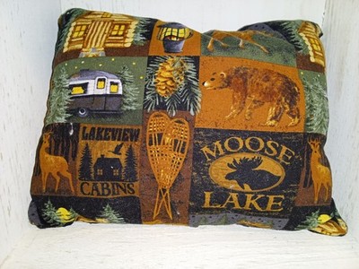 Hand Sewn Small Pillow Forest, Cabin, Wildlife Theme