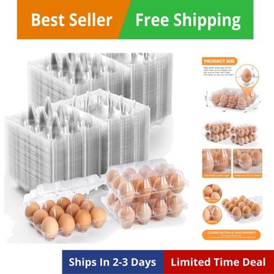 100 Pack Plastic Egg Cartons Cheap Bulk,1 Dozen Clear Empty Egg Cartons for C...