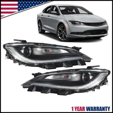 Pair For 2015-2017 Chrysler 200 Black W/ LED DRL Halogen Headlights Left+Right