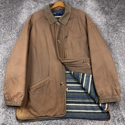 J. Crew Chore Jacket Men's XL Brown Heritage Barn Coat Wool Blanket Lined