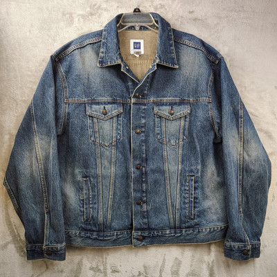 Gap Denim Jacket Barn Chore Trucker Nice Fade Men's Size XXL 2XL 100% Cotton Y2K