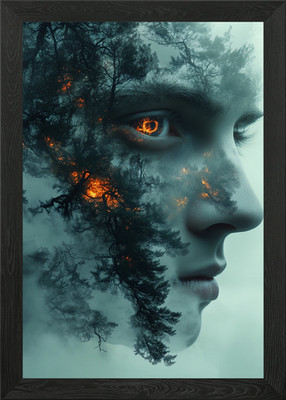 Waldgeist Portrait gerahmtes Wandbild Poster Leinwanddruck Bild
