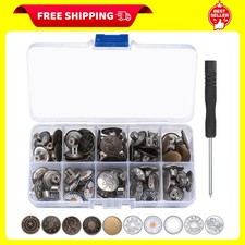 HexinYigjly 50 Pcs Jean Buttons Replacement No Sew 17mm Replacement Jeans Pan...