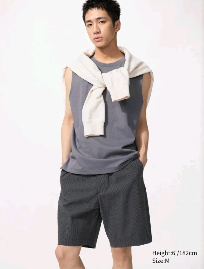UNIQLO Stretch Easy short | Seersucker Dark Grey M