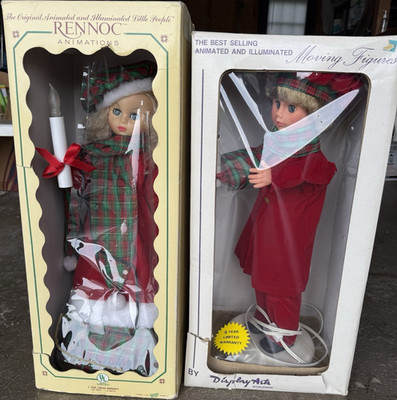 Animations Little People Carolers Figurines Set of 2 Illuminated Boxed